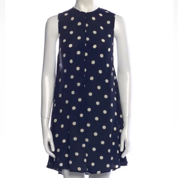 Reformation Navy‎ Blue Polka Dot Sleeveless Mini Dress Size US XS - Picture 1 of 7